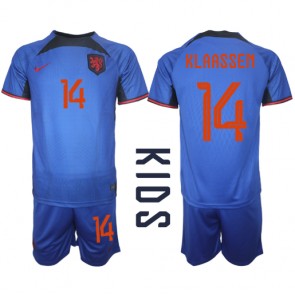 Holandsko Davy Klaassen #14 Dětské Venkovní dres komplet MS 2022 Krátký Rukáv (+ trenýrky)